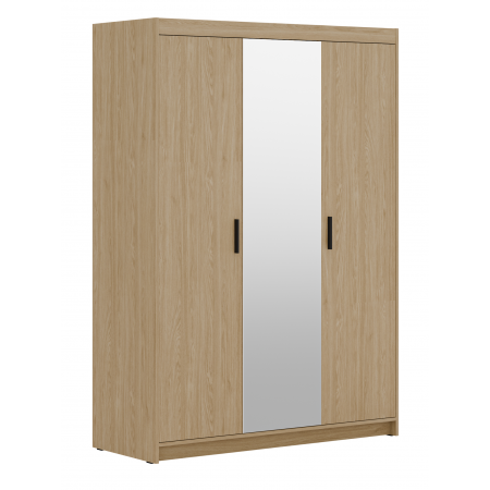 Szafa trzydrzwiowa z lustrem 133 cm uchylna TRINO dąb olejowany